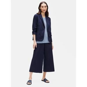 Eileen Fisher Blazer Jacket, Organic Cotton Poplin Shaped Blazer, Blue,  Sz L